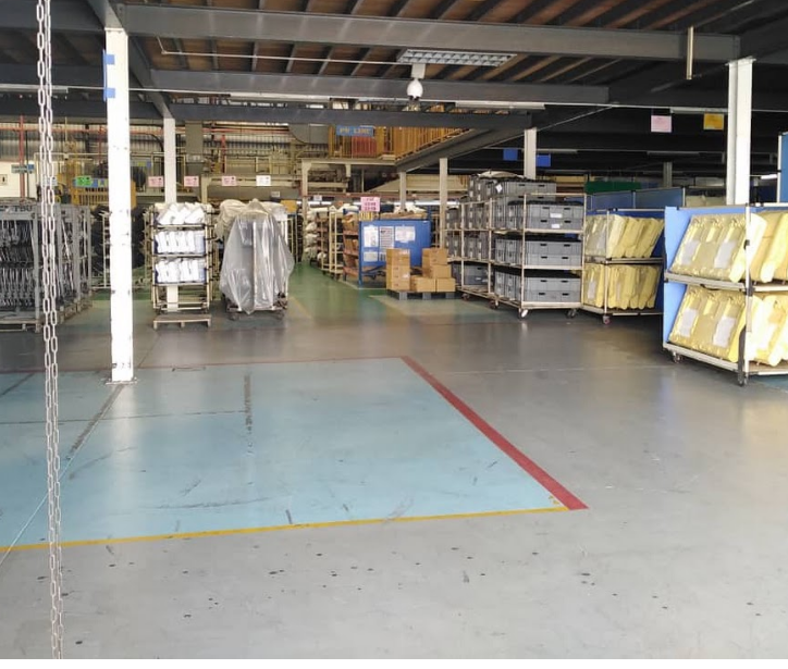 Racks and materials inside a warehouse
